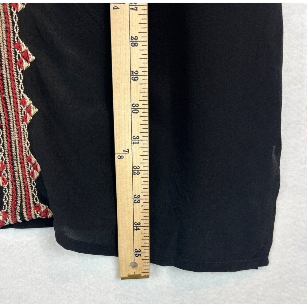 Johnny Was Black Embroidered Floral Silk Tunic Dress Womens S Artemis - Picture 12 of 13